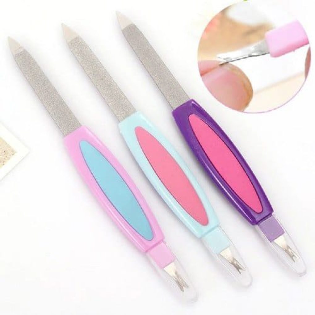 2 In 1 Stainless Steel Nail File Scrub Buffer Double Sides Pedicure Tools (1 Pcs) mauj.pk