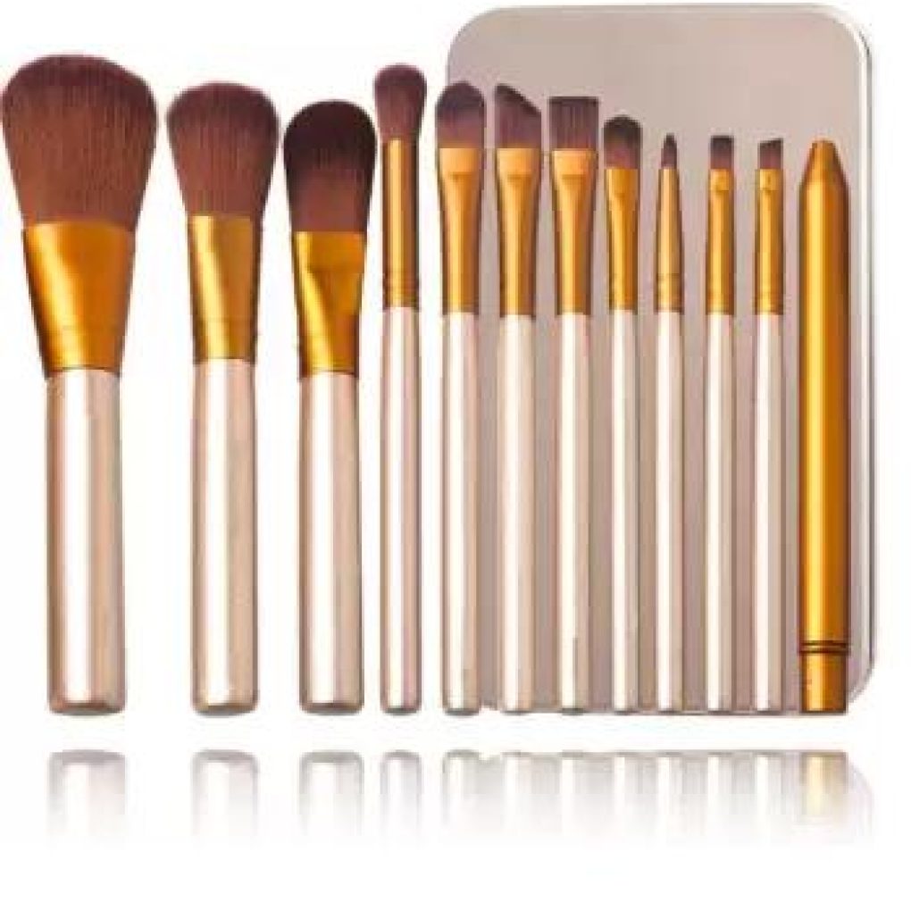 Naked Tin – 12 Pcs Professional Makeup Brush Cosmetic Beauty Make Up Brush Set